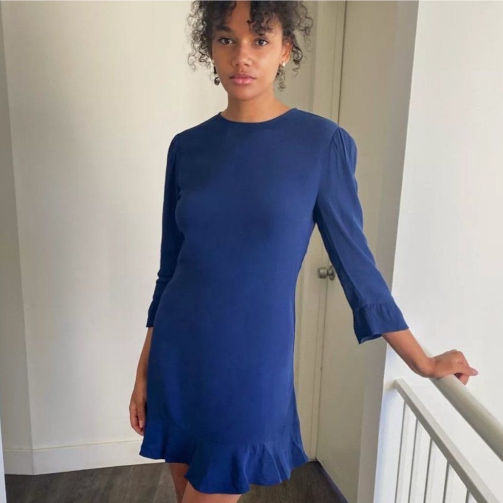 ARITZIA Sunday Best Blue Phoebe Ruffle Dress